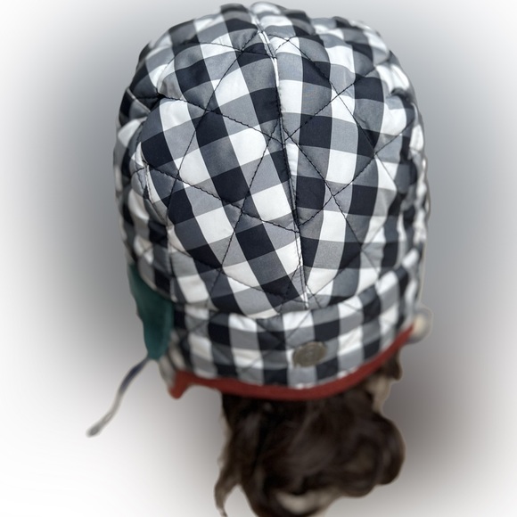 🔥PISTIL Black & White Check RAVE Black Faux Fur Earflap TRAPPER HAT |Women’s OS - Picture 9 of 16